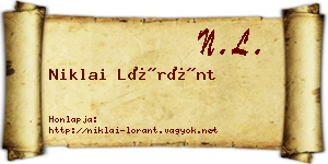 Niklai Lóránt névjegykártya